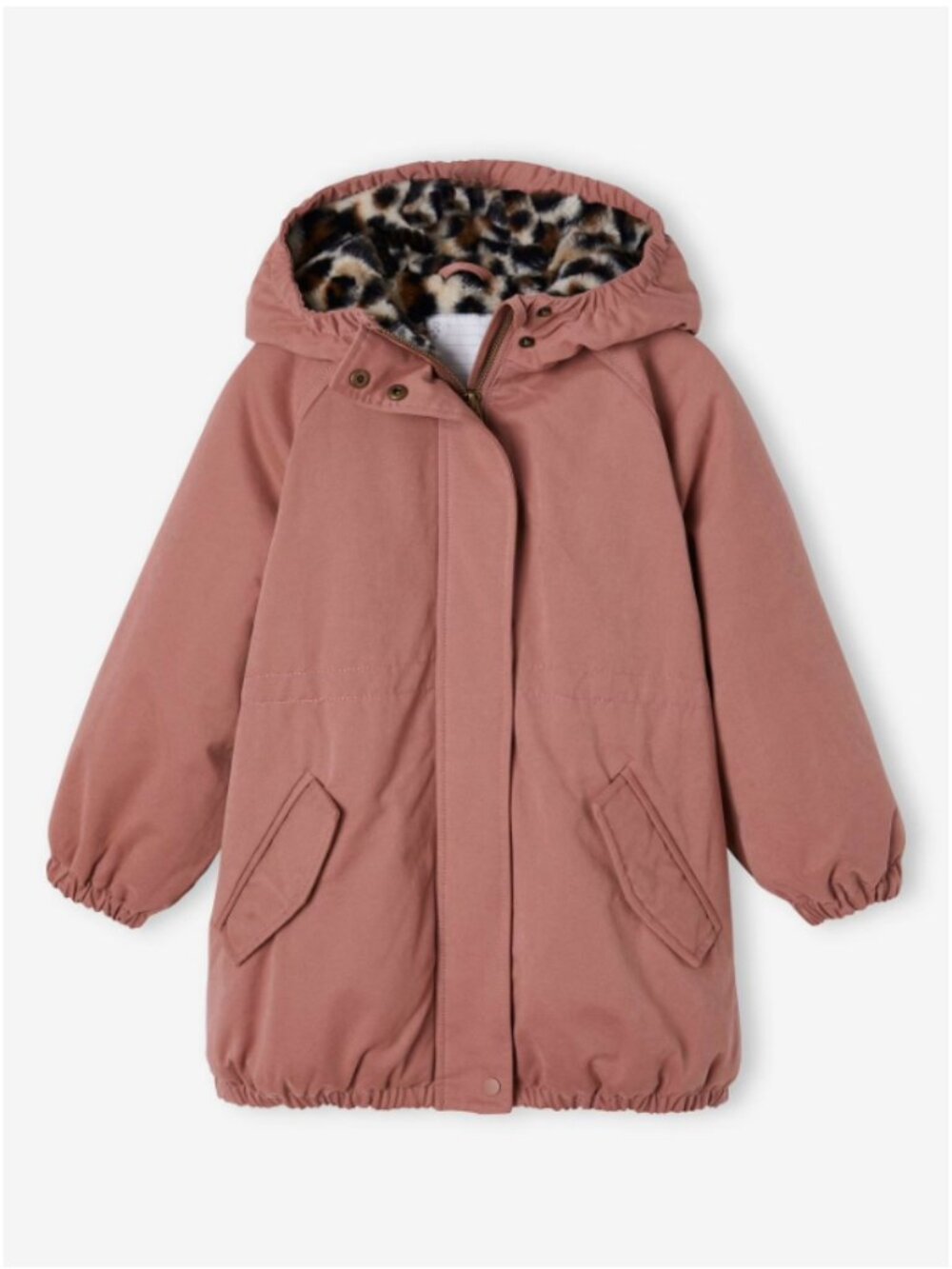 Vertbaudet Hooded Parka with Faux Fur Lining for Girls - dusky pink